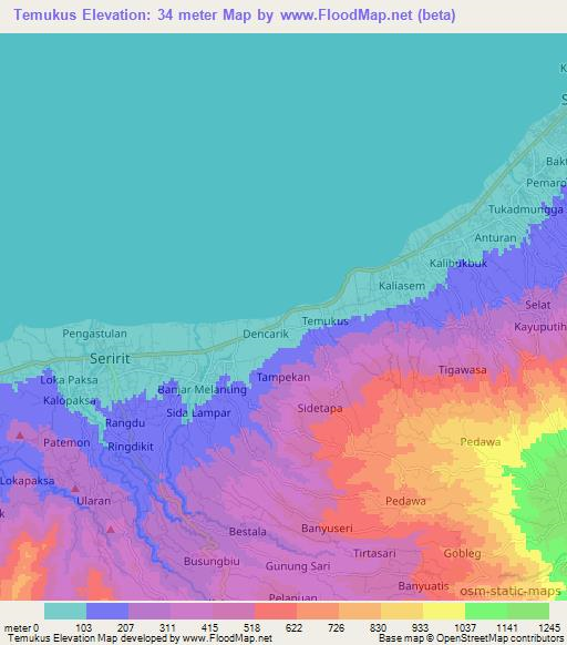 Temukus,Indonesia Elevation Map