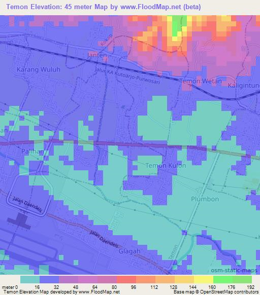 Temon,Indonesia Elevation Map