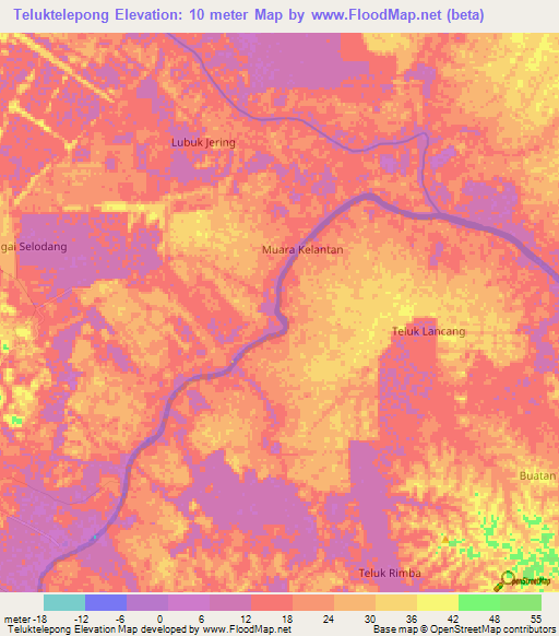 Teluktelepong,Indonesia Elevation Map