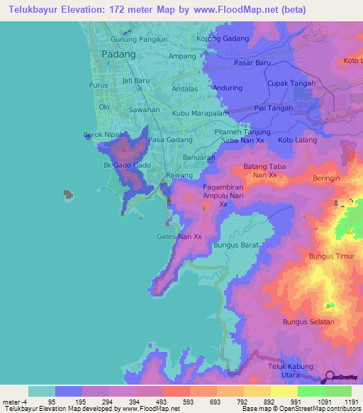 Telukbayur,Indonesia Elevation Map