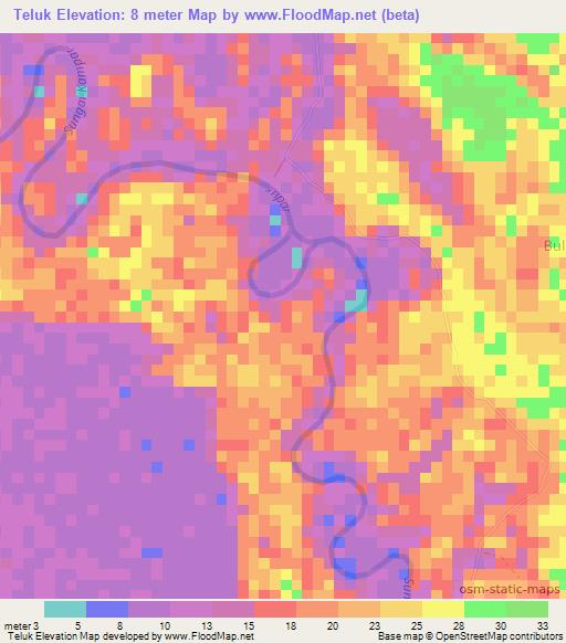 Teluk,Indonesia Elevation Map