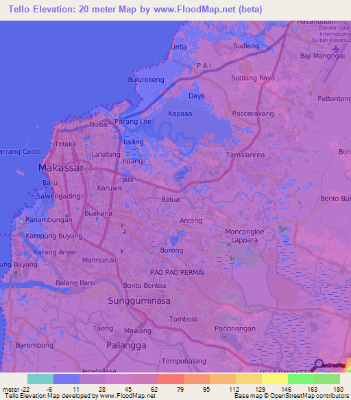 Tello,Indonesia Elevation Map