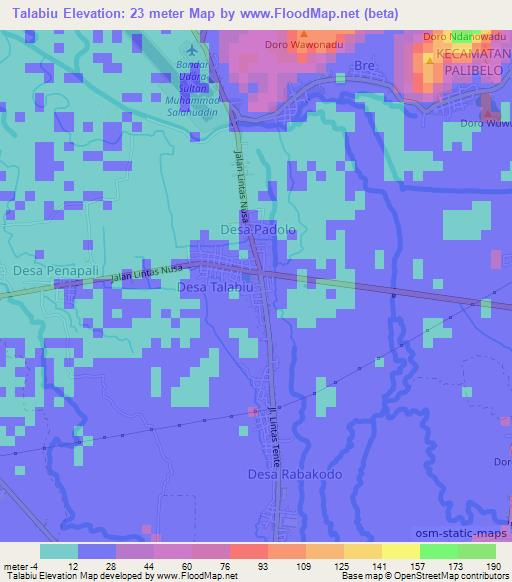 Talabiu,Indonesia Elevation Map