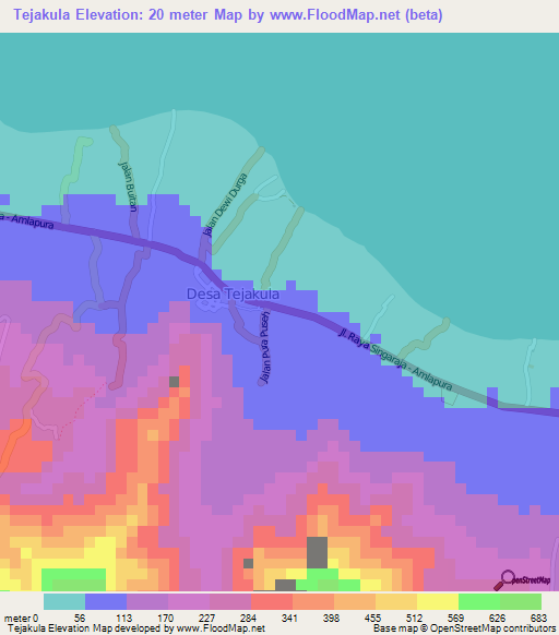 Tejakula,Indonesia Elevation Map