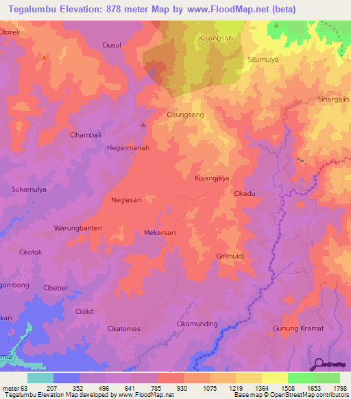 Tegalumbu,Indonesia Elevation Map