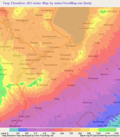 Teep,Indonesia Elevation Map