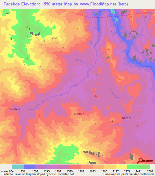 Tedeboe,Indonesia Elevation Map