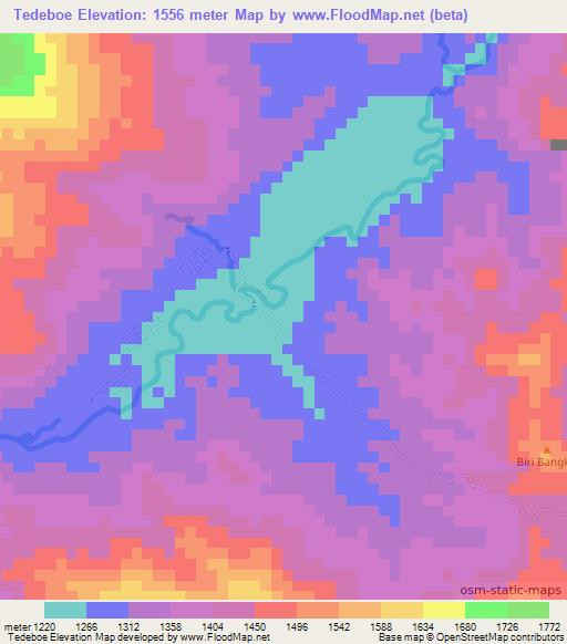 Tedeboe,Indonesia Elevation Map