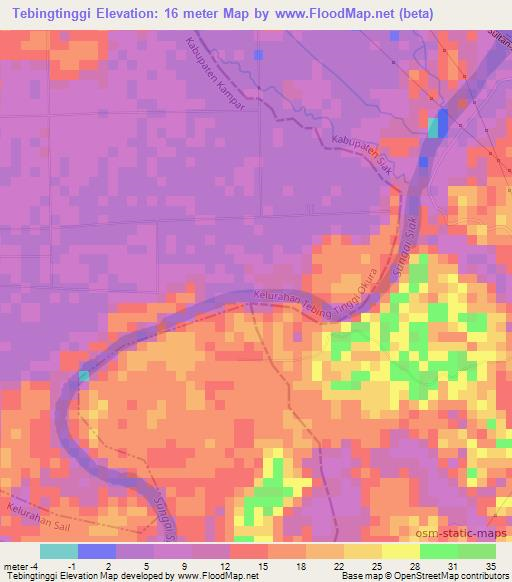 Tebingtinggi,Indonesia Elevation Map