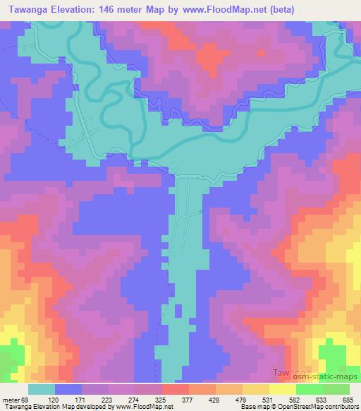 Tawanga,Indonesia Elevation Map