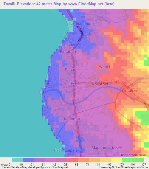 Tavaili,Indonesia Elevation Map