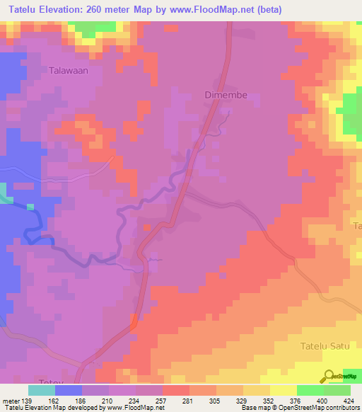 Tatelu,Indonesia Elevation Map