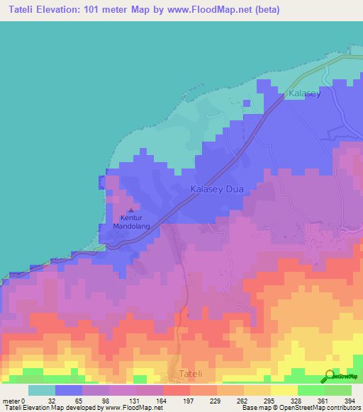 Tateli,Indonesia Elevation Map