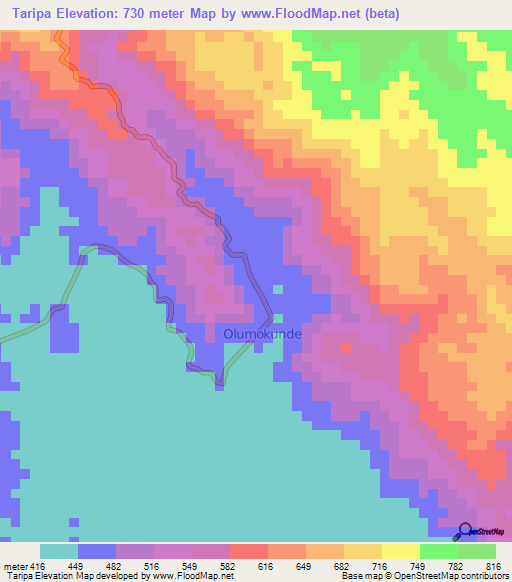 Taripa,Indonesia Elevation Map