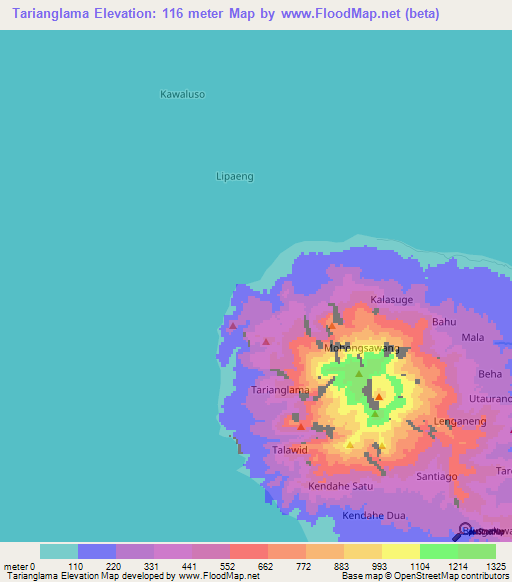 Tarianglama,Indonesia Elevation Map