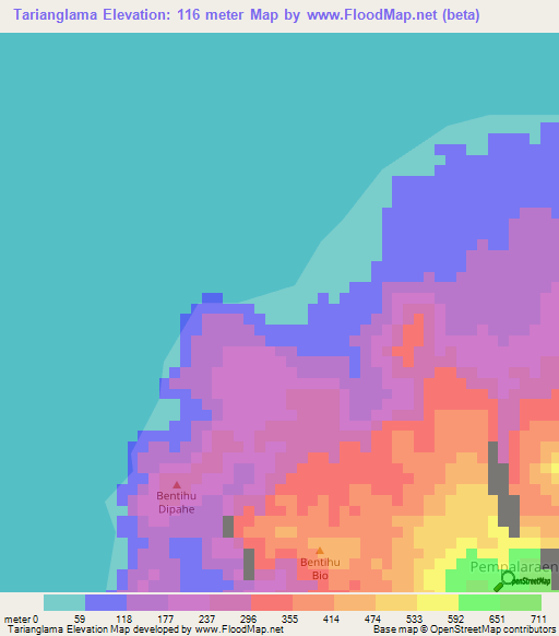 Tarianglama,Indonesia Elevation Map