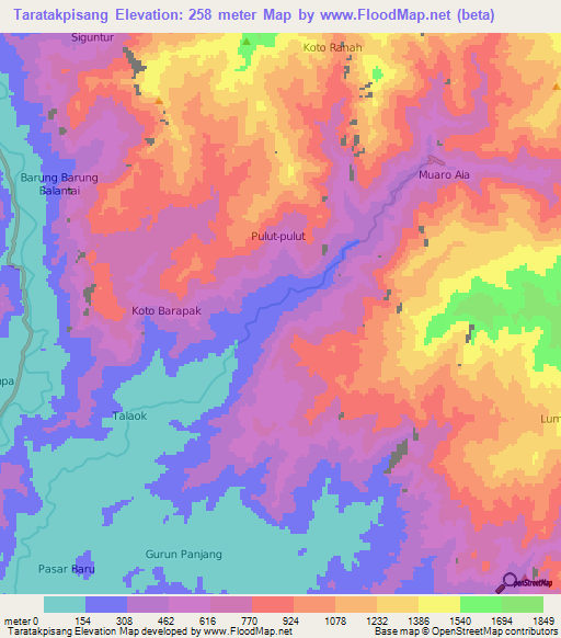 Taratakpisang,Indonesia Elevation Map