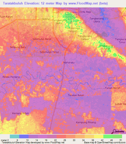 Taratakbuluh,Indonesia Elevation Map