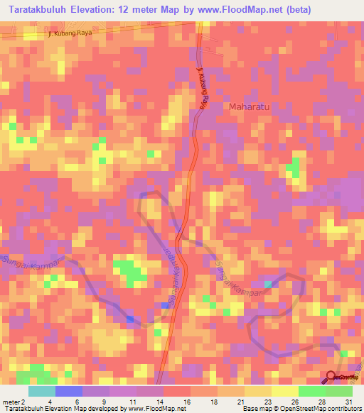 Taratakbuluh,Indonesia Elevation Map