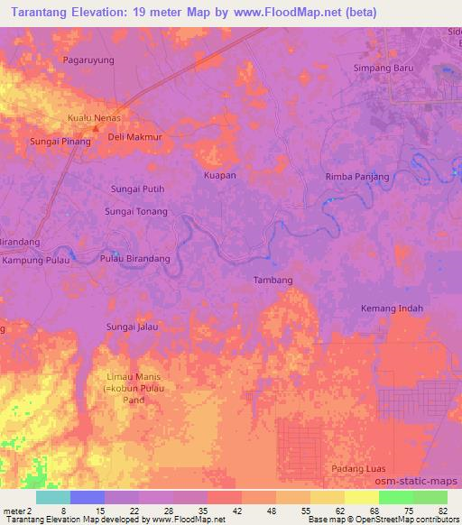 Tarantang,Indonesia Elevation Map