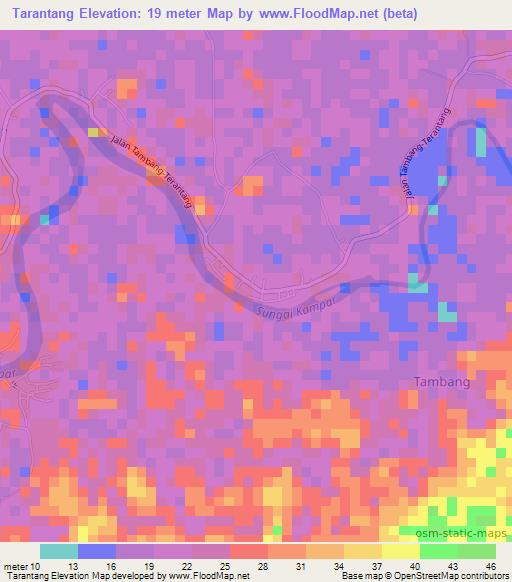 Tarantang,Indonesia Elevation Map