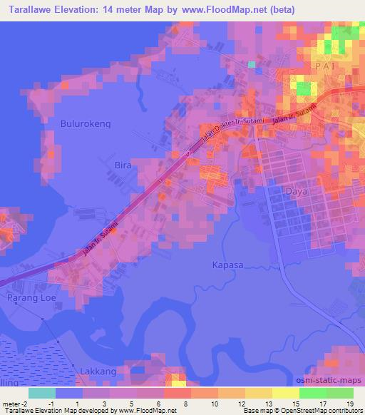 Tarallawe,Indonesia Elevation Map
