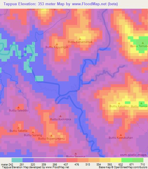 Tappua,Indonesia Elevation Map