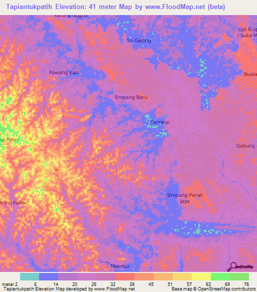 Tapiantukpatih,Indonesia Elevation Map