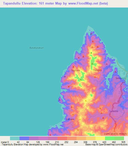 Tapandullu,Indonesia Elevation Map