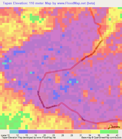 Tapan,Indonesia Elevation Map