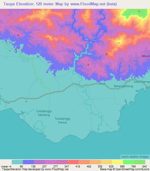 Taopa,Indonesia Elevation Map