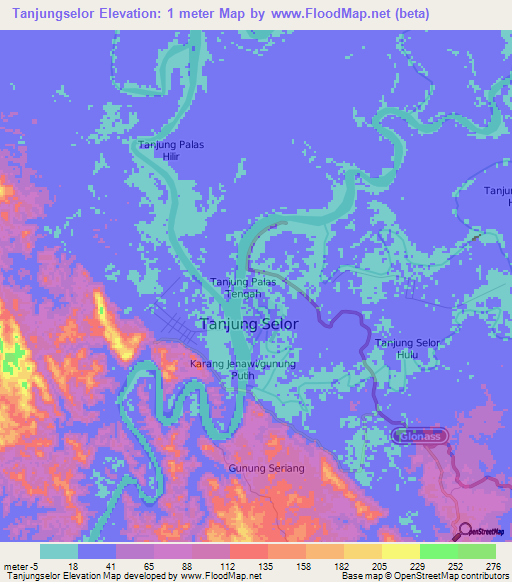 Tanjungselor,Indonesia Elevation Map