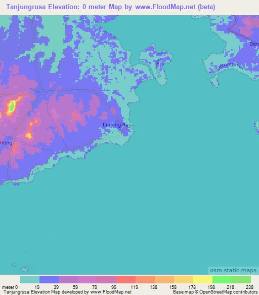 Tanjungrusa,Indonesia Elevation Map