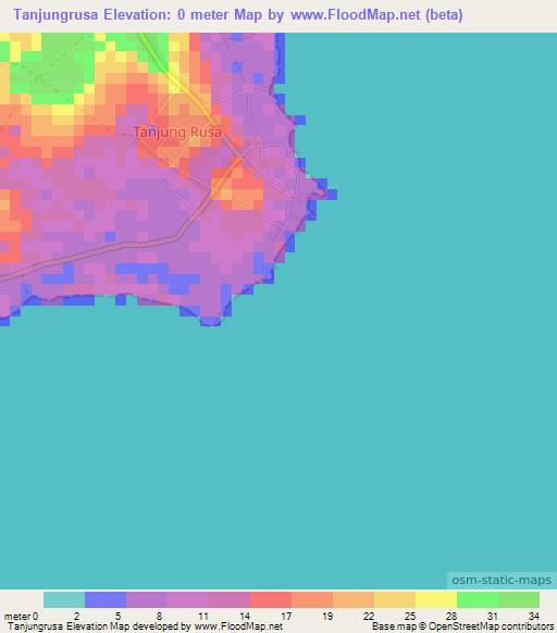 Tanjungrusa,Indonesia Elevation Map