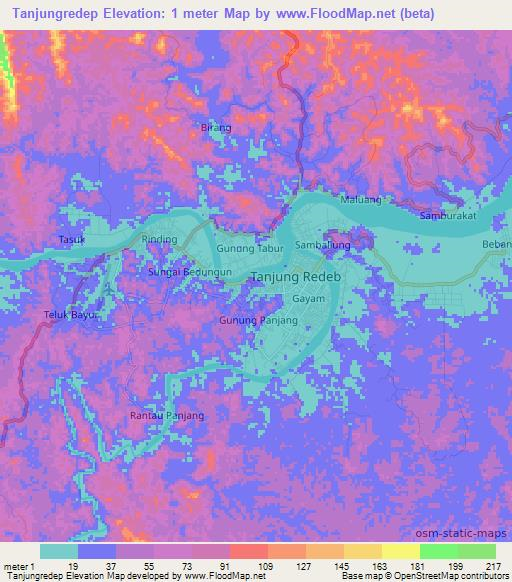 Tanjungredep,Indonesia Elevation Map