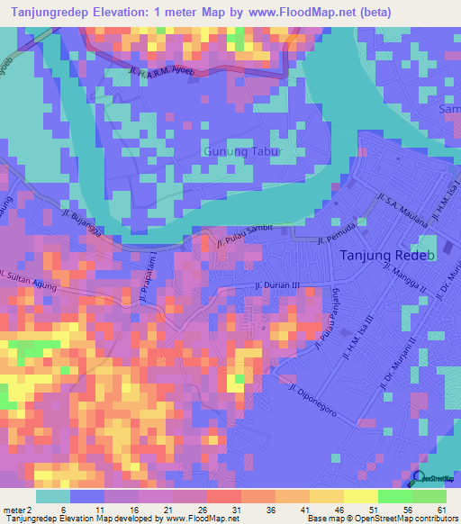 Tanjungredep,Indonesia Elevation Map