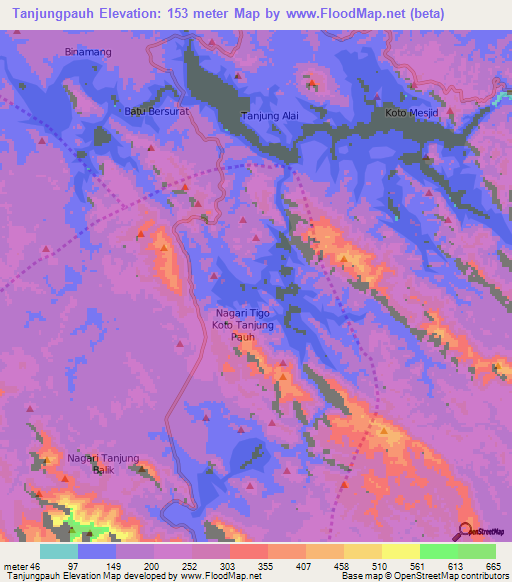 Tanjungpauh,Indonesia Elevation Map