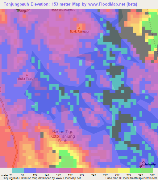 Tanjungpauh,Indonesia Elevation Map