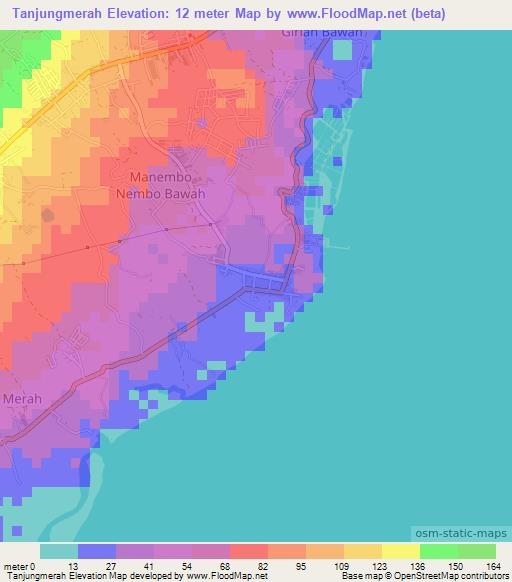 Tanjungmerah,Indonesia Elevation Map