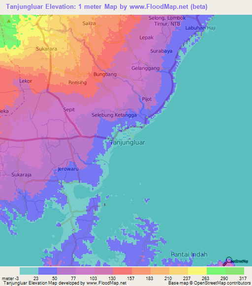 Tanjungluar,Indonesia Elevation Map