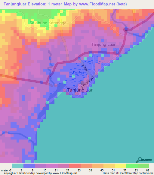 Tanjungluar,Indonesia Elevation Map