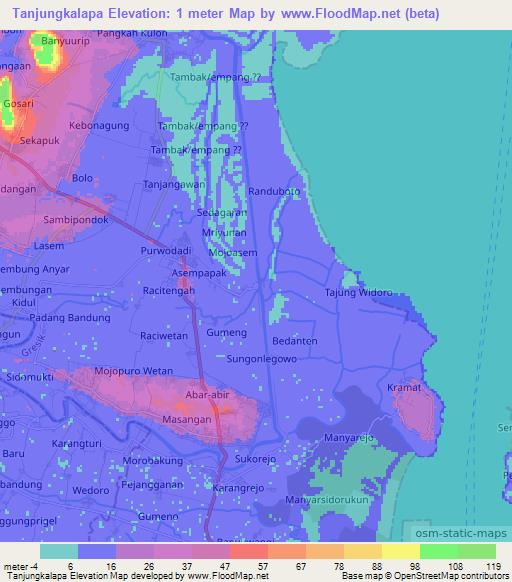 Tanjungkalapa,Indonesia Elevation Map