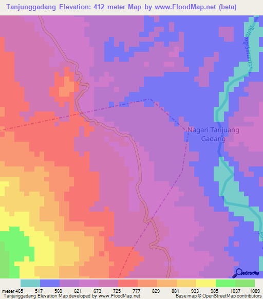 Tanjunggadang,Indonesia Elevation Map