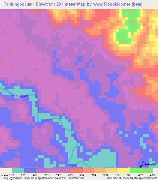 Tanjungboaiaur,Indonesia Elevation Map