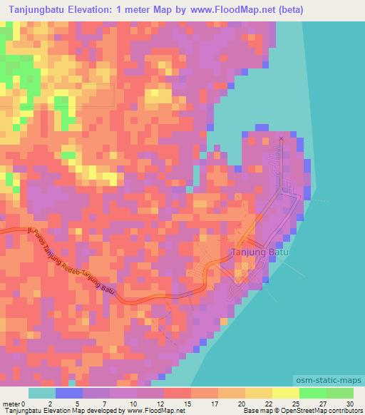 Tanjungbatu,Indonesia Elevation Map