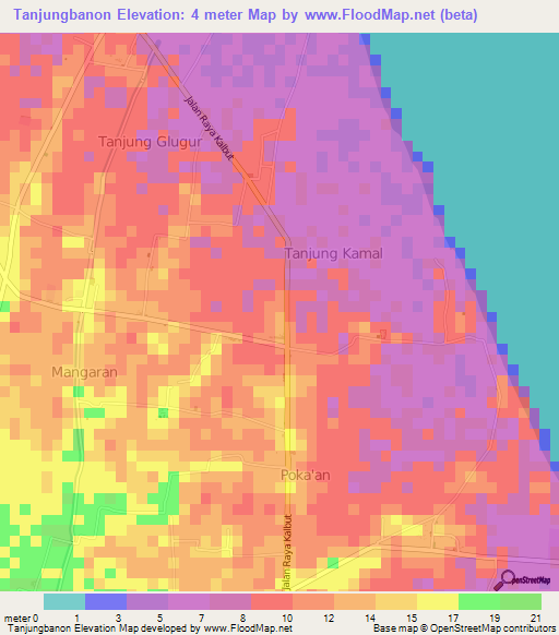 Tanjungbanon,Indonesia Elevation Map