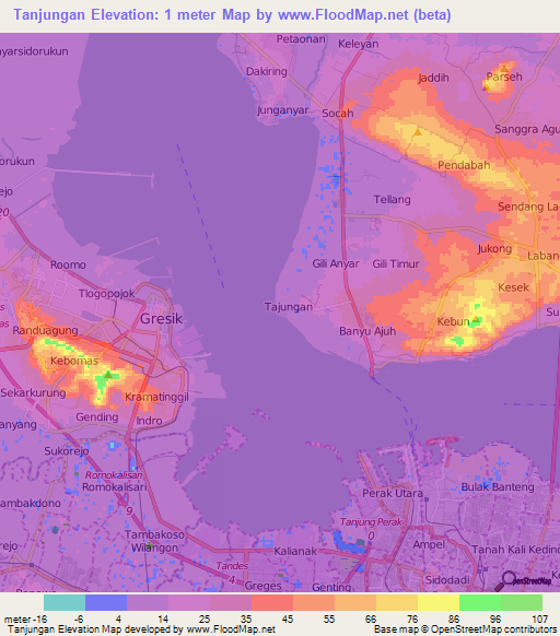 Tanjungan,Indonesia Elevation Map