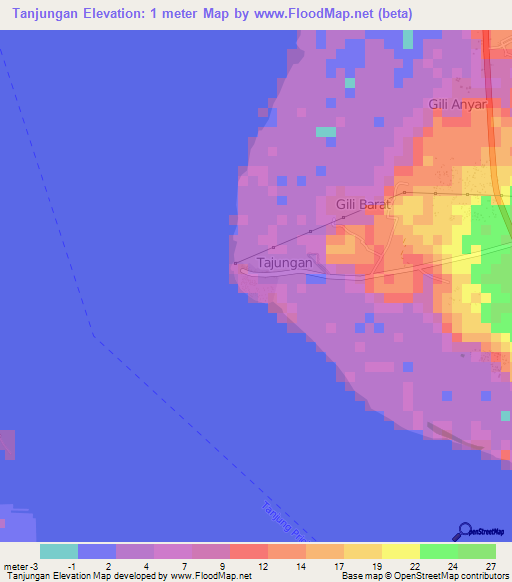 Tanjungan,Indonesia Elevation Map