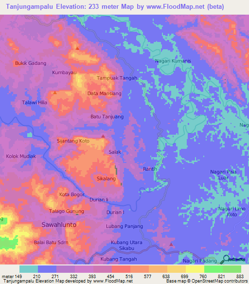 Tanjungampalu,Indonesia Elevation Map