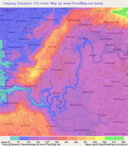 Tanjung,Indonesia Elevation Map